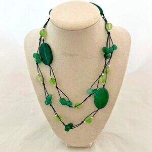 Park Lane Genuine Jade and Green Aventurine Statement Necklace, 32 inches